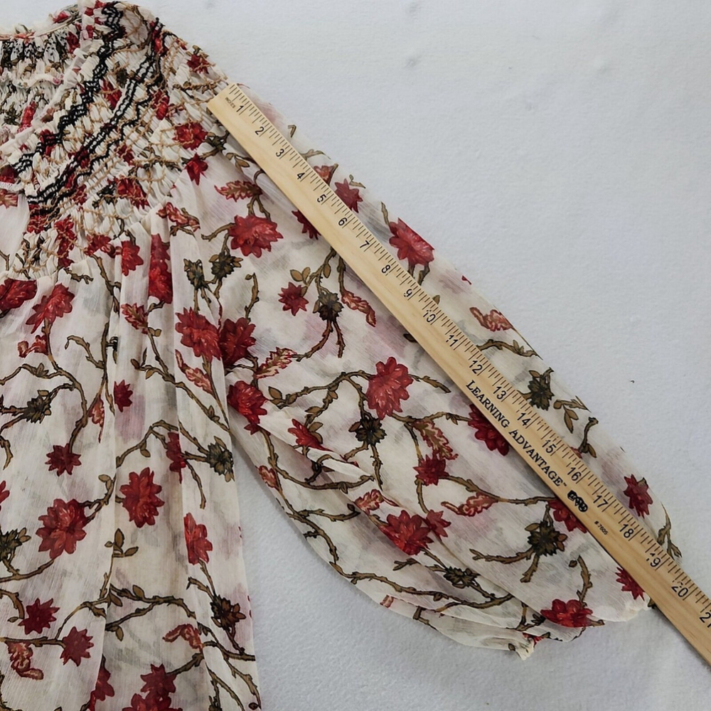 FREE PEOPLE Sz S KEEPING UP WITH KARA LONG SLEEVE TUNIC IVORY Boho Hippie 70's - Picture 6 of 11